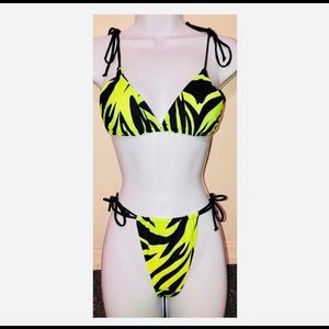Neon Green Tie Me Up Bikini